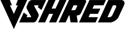 Black stylized V Shred logo on a white background.